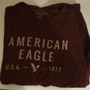 American Eagle Outfitters Men's Maroon Graphic Tee